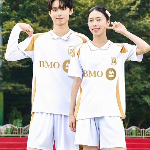 BF502 LAFC 어웨이 반팔 긴팔/축구 반티/백색 골드/아동